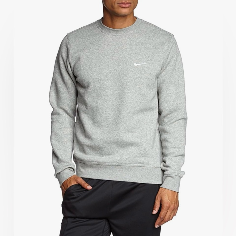 Nike Club Men's Fleece Crew Swoosh Size XL Dark Grey Heather 611467-063